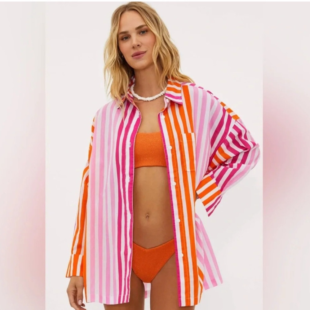 Beach Riot Alexa Top In Sunset Stripes - L/XL